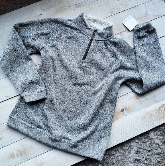 Falls Creek Big Kid Boys Sweater Fleece 1/4 Zip Pullover Heathered Gray XL 16/18 - Picture 1 of 4